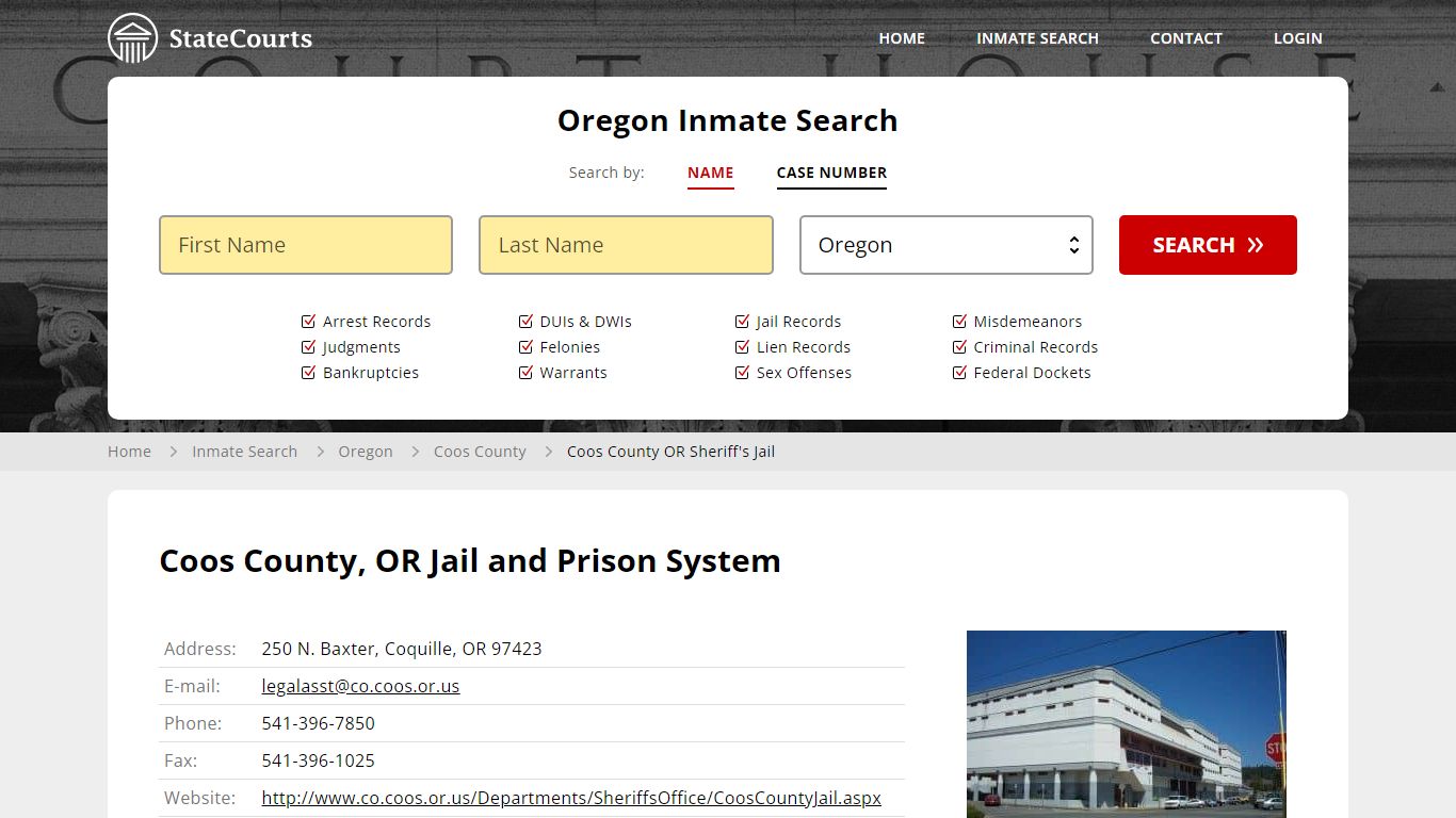 Coos County, OR Jail and Prison System - State Courts